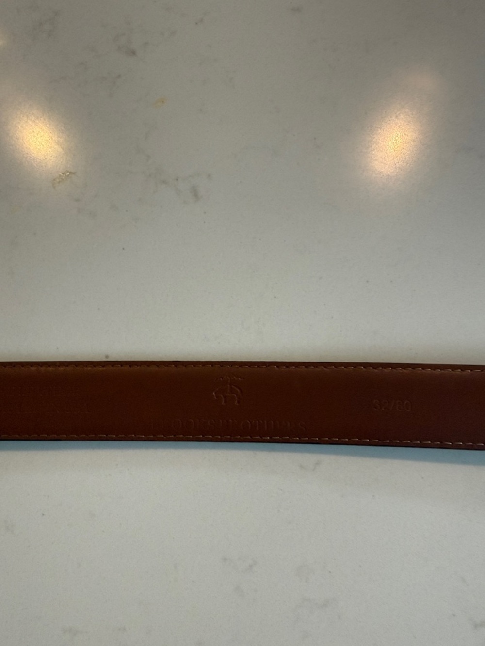 Classic Brooks Brothers Brown Leather Belt with Silver Buckle size 32/80 - Picture 4 of 5